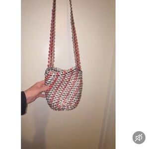 Vintage Budweiser Red and Silver Pop Tab Crossbody Bag 70’s